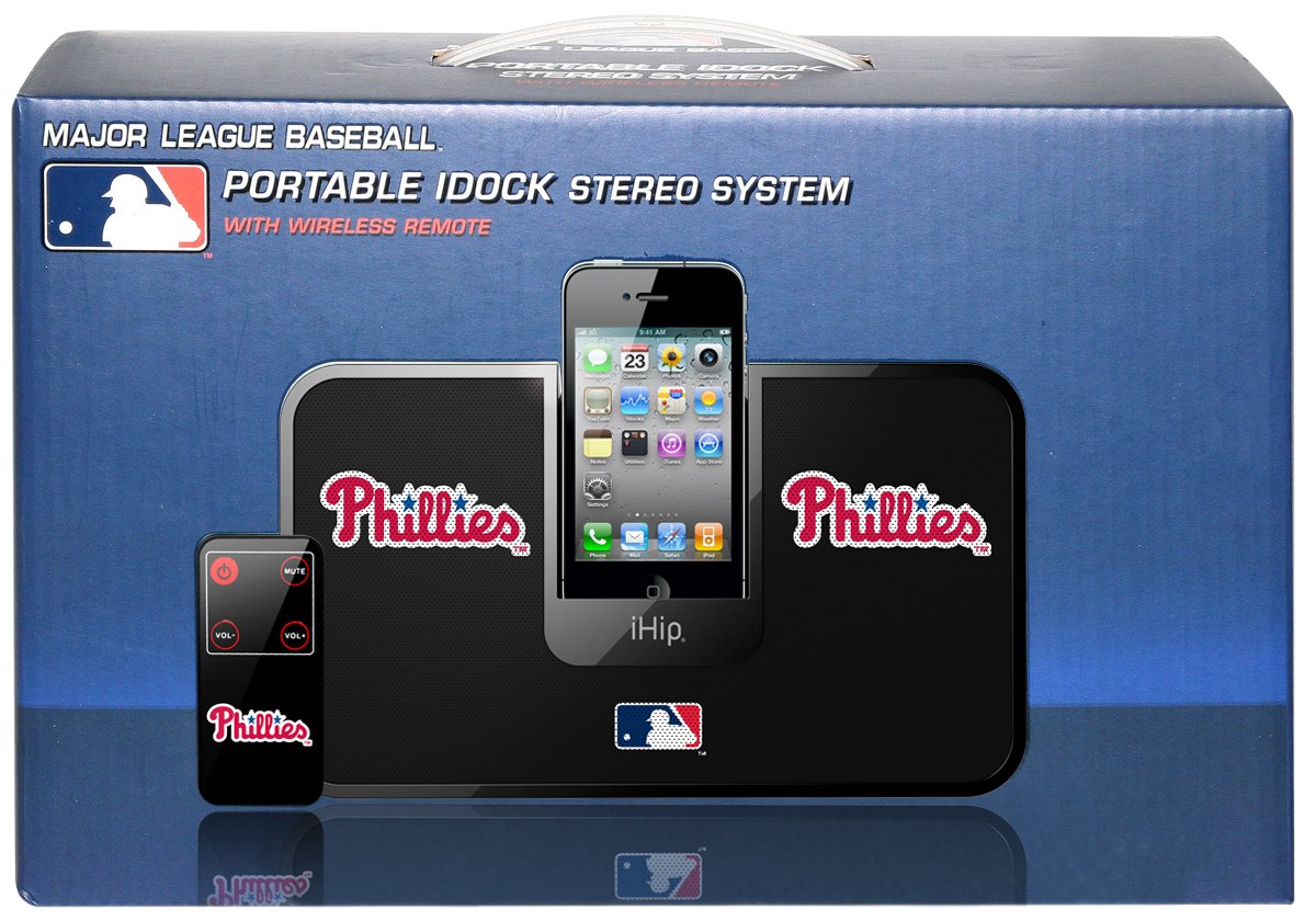 iHip Official MLB - PHILADELPHIA PHILLIES - Portable iDock Stereo Speaker with Wireless Remote MLV5000PHL