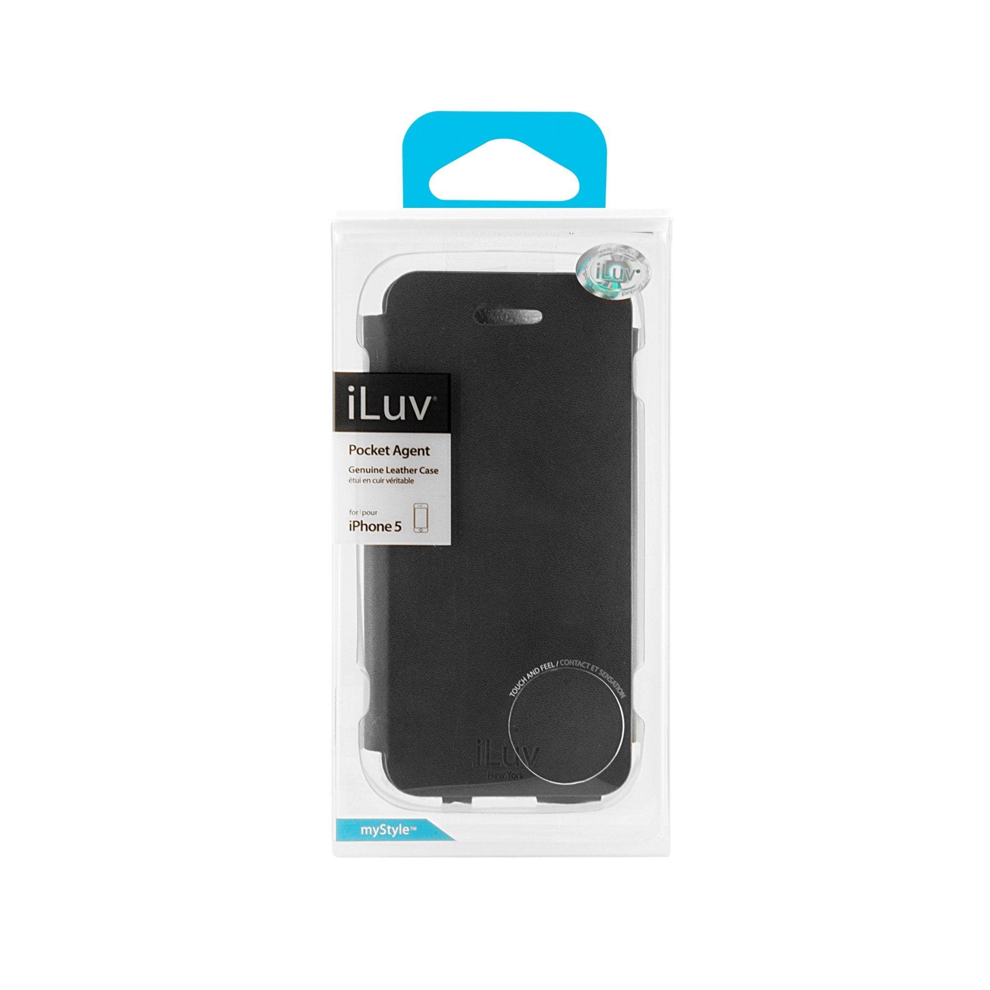 iLuv ICA7J346BLK Pocket Agent Premium Appointed Leather for Apple iPhone 5 - 1 Pack - Retail Packaging - Black
