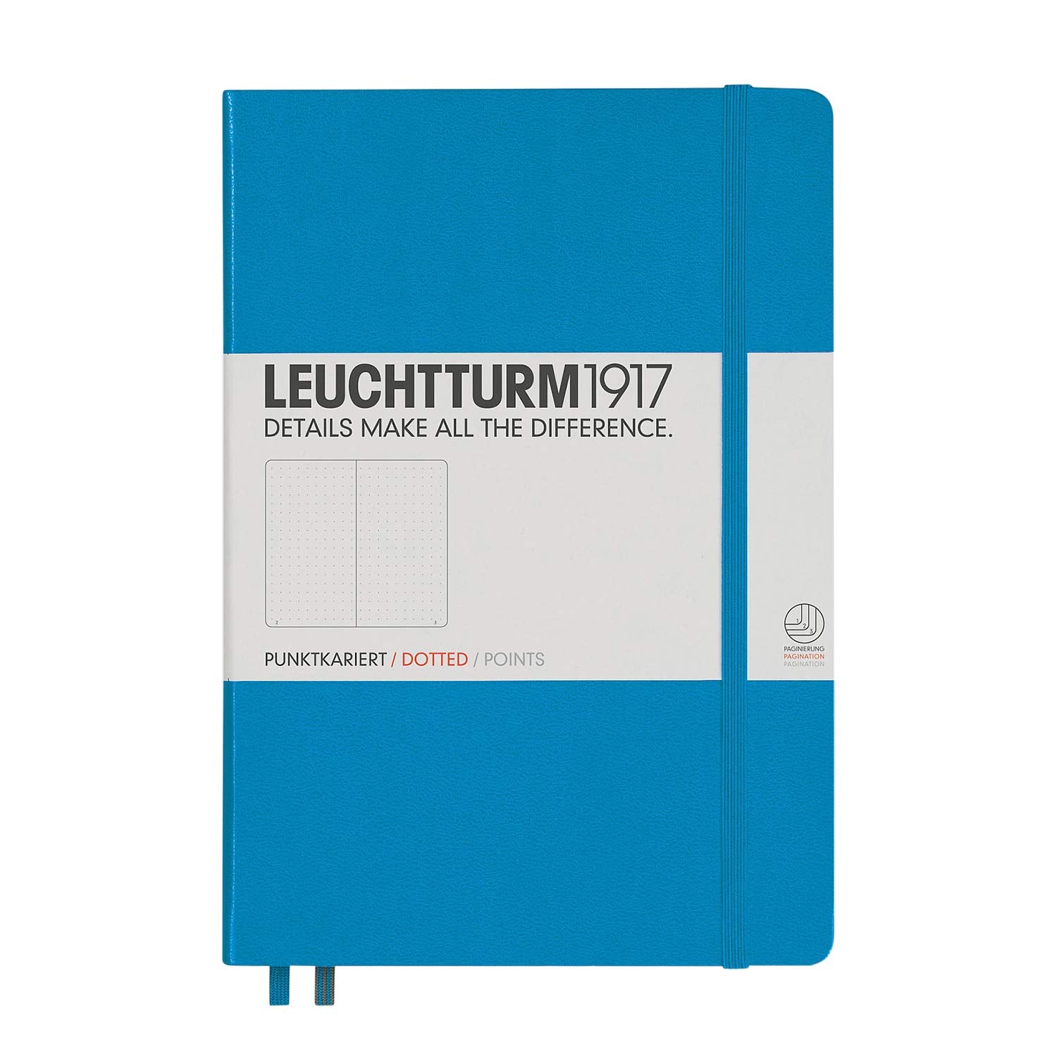 Leuchtturm1917 Medium A5 Dotted Hardcover Notebook (Azure) - 249 Numbered Pages