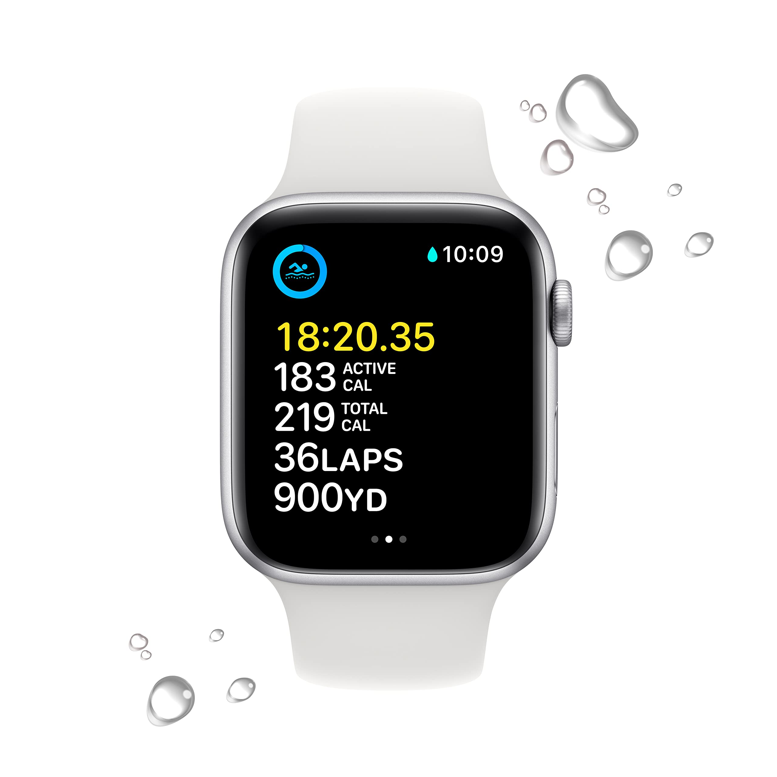 Apple Watch SE (2nd Gen) [GPS 44mm] Smart Watch w/Silver Aluminum Case & White Sport Band - M/L.