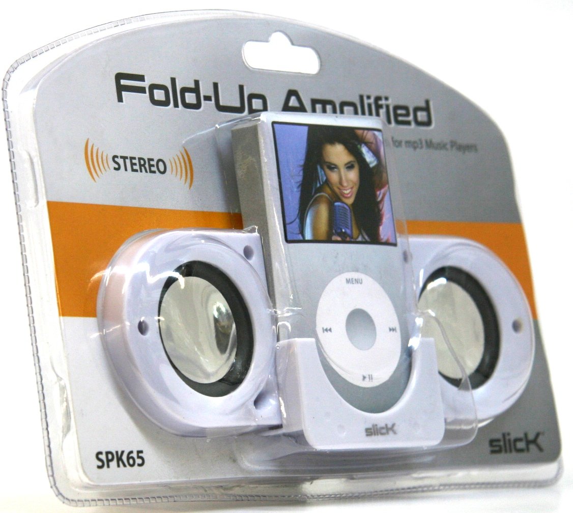 Slick Foldup Speaker For MP3 Players White