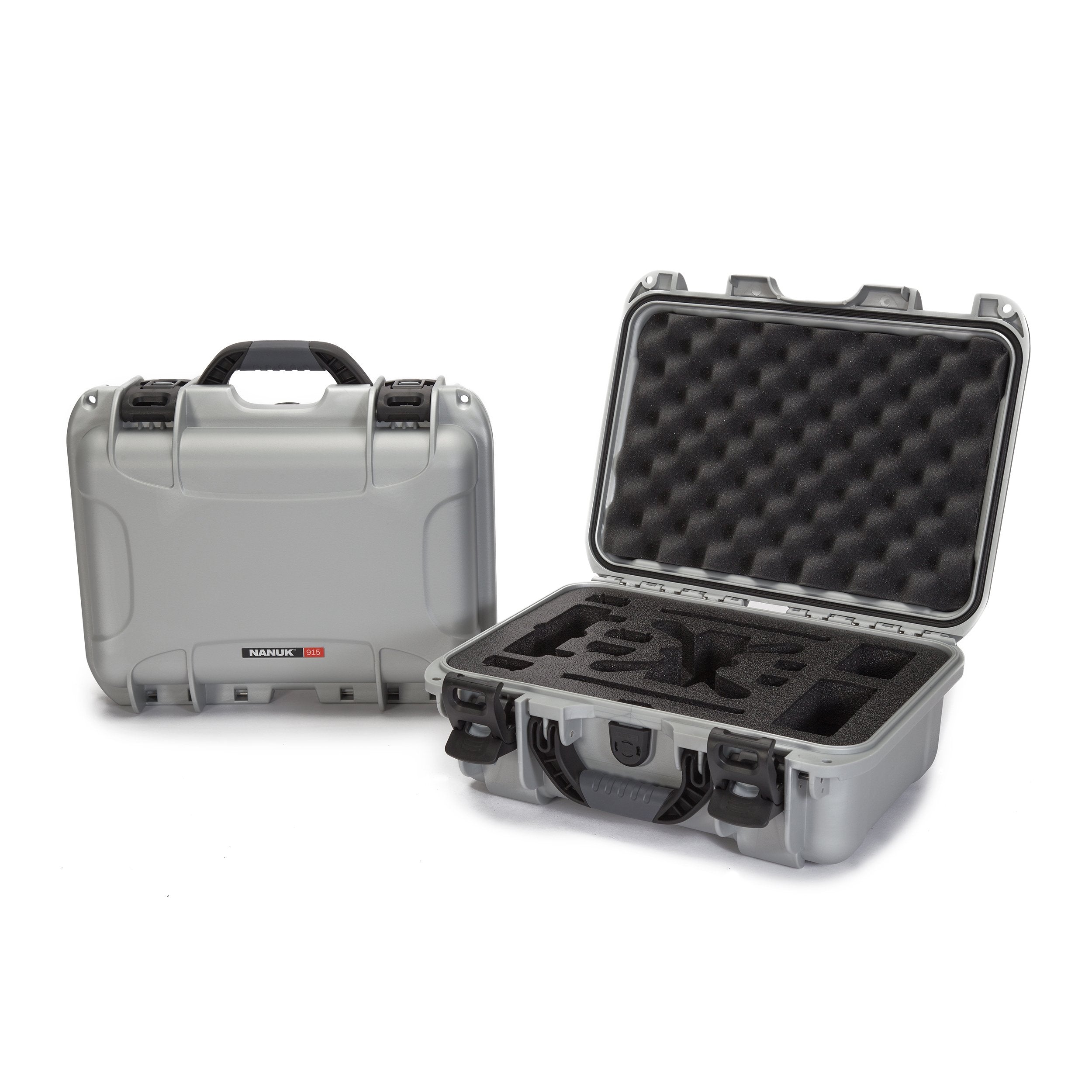 Nanuk 915 Waterproof Hard Drone Case with Custom Foam Insert for DJI Spark Flymore - Silver