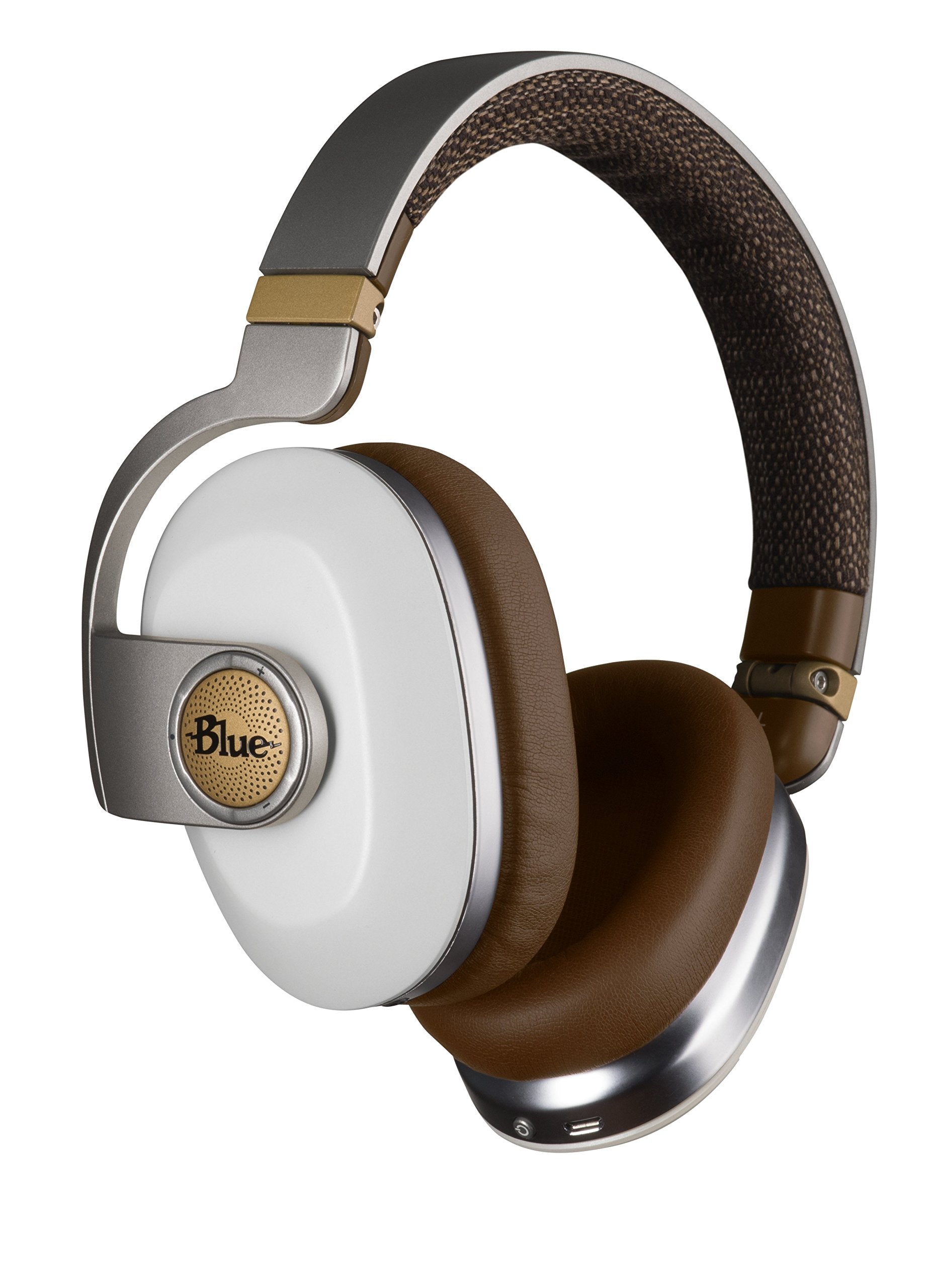 Blue Satellite Premium Wireless Noise-Cancelling Headphones with Audiophile Amp (White) (7136)