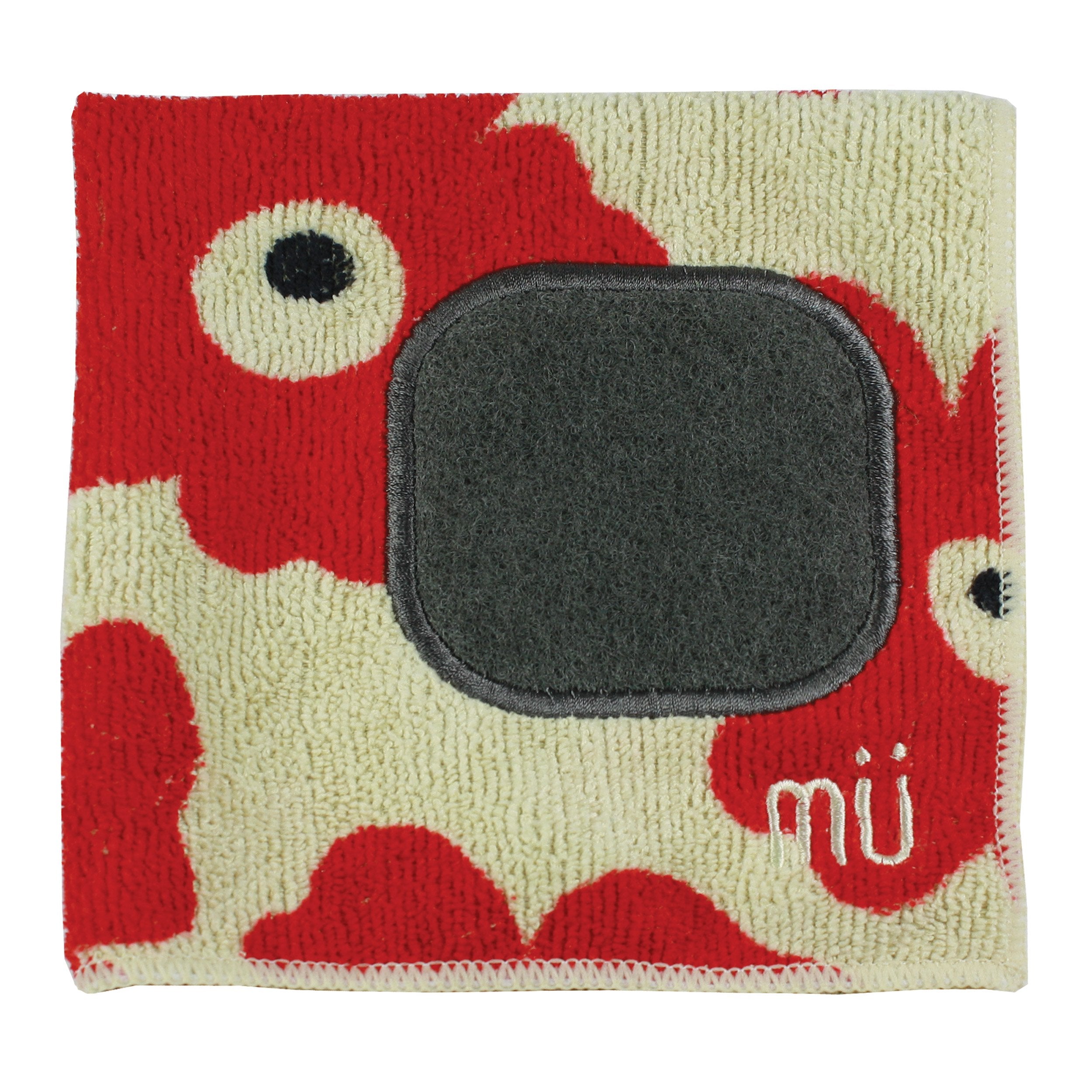 MUkitchen Microfiber Dishcloth With Built-In Scrubber, 12 by 12-Inches, Red Poppy