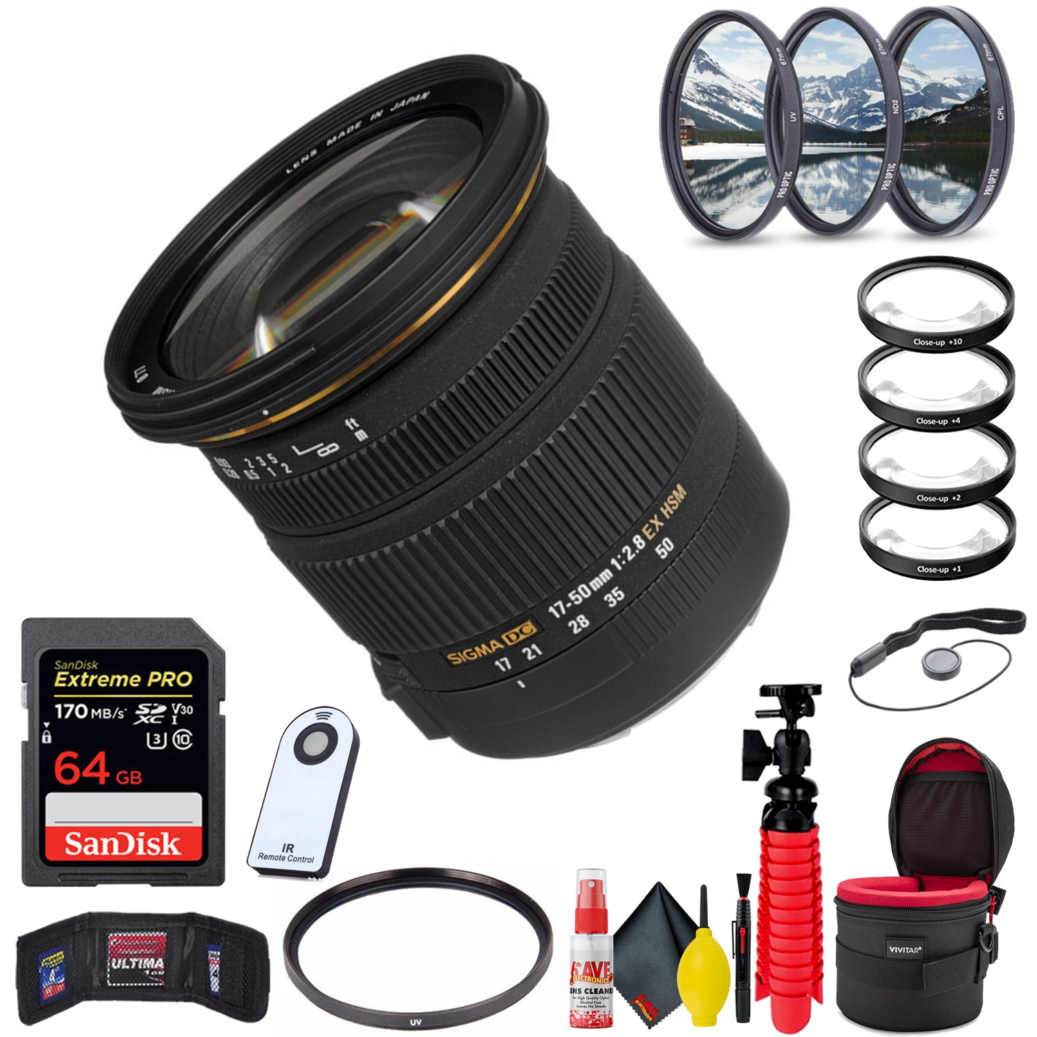 Sigma 17-50mm f/2.8 EX DC OS HSM Lens for Canon EF + Accessories