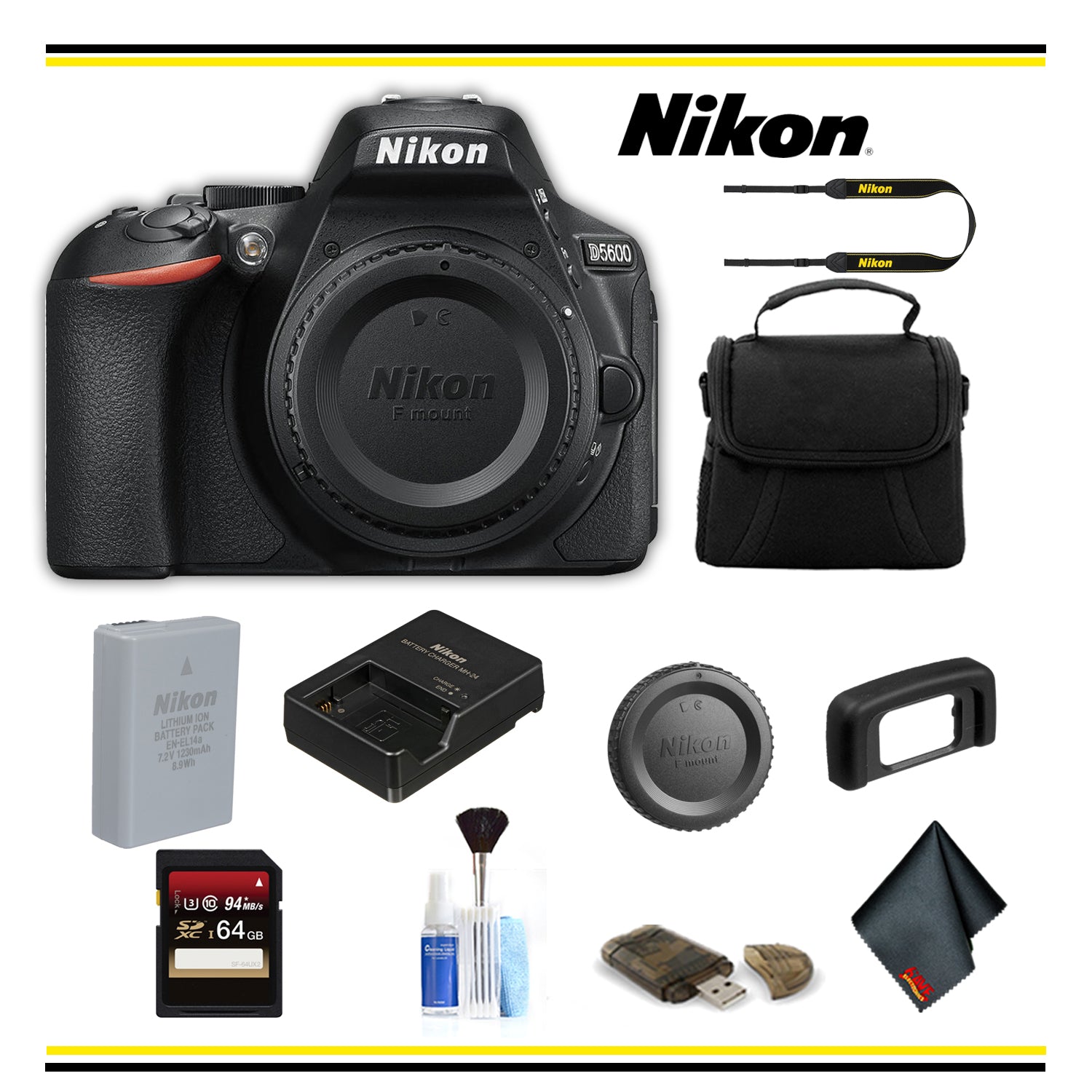 Nikon D5600 DSLR Camera (1575 ) Starter Bundle- (International Model )