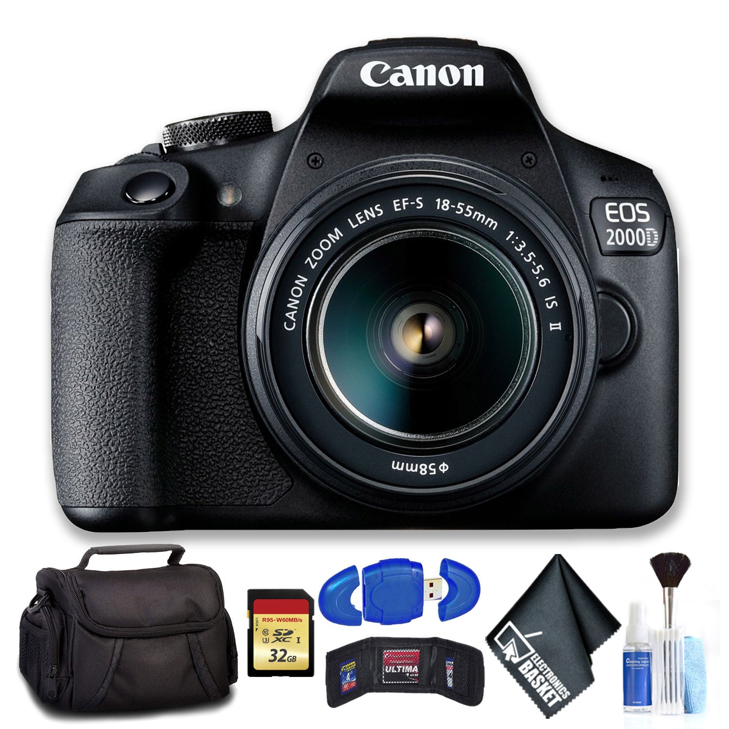 Canon EOS 2000D with EF-S 18-55mm IS II Lens (Intl Model) Deluxe Bundle