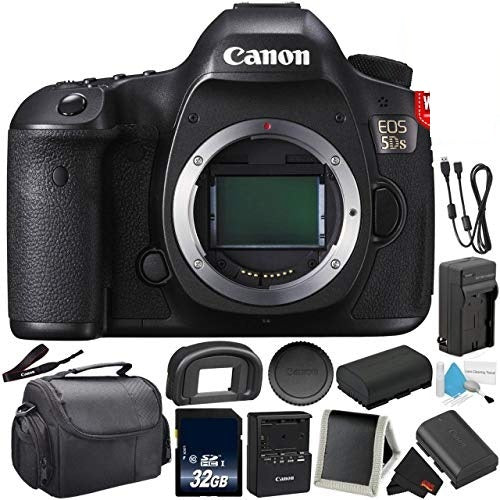 Canon EOS 5DS Digital SLR Camera 0581C002 (Body Only)- Bundle with 32GB Memory Card + Spare Battery + More (Internationa Advanced Bundle