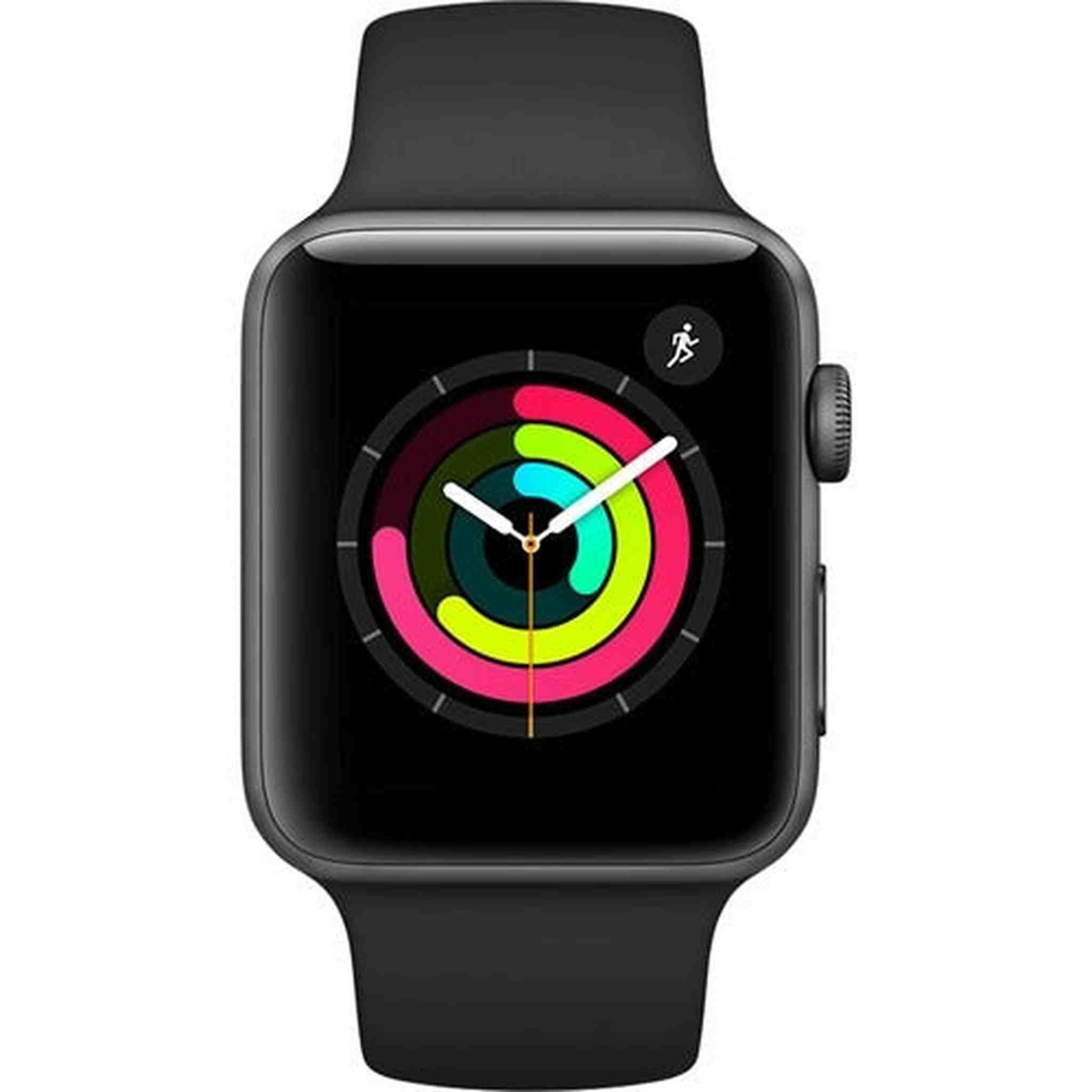 Apple Watch Series 3 42mm Smartwatch GPS Only, Space Gray Aluminum Case, Black Sport Band MQL12LL/A Apple