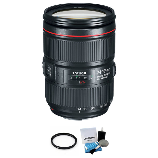 Canon EF 24-105mm f/4L IS II USM Lens+77mm Multicoated UV Filter & 5pc Clean Kit Bundle