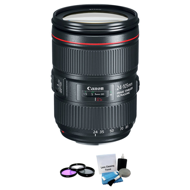 Canon EF 24-105mm f/4L IS II USM Lens + 77mm Multicoated UV Filter/5pc Clean Kit Bundle