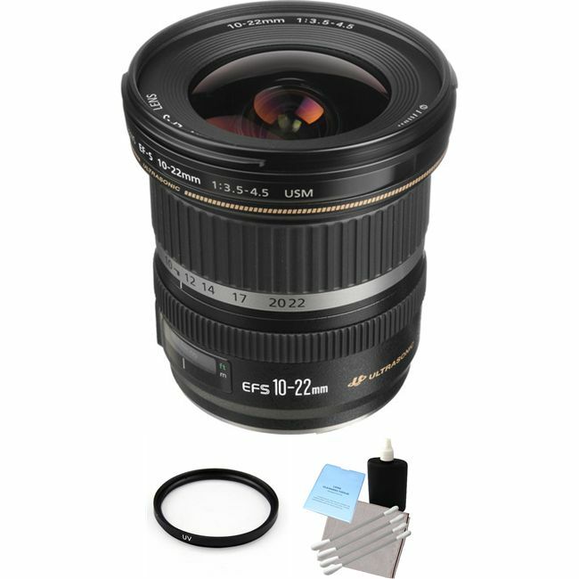 Canon EF-S 10-22mm F/3.5-4.5 USM Lens + UV Filter & Cleaning Kit Base Bundle