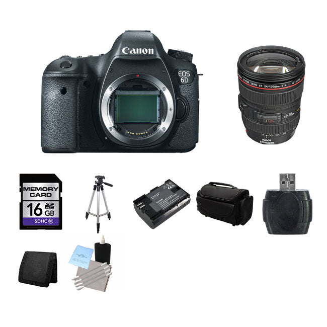 Canon EOS 6D SLR Camera w/24-105mm Lens 16GB Bundle