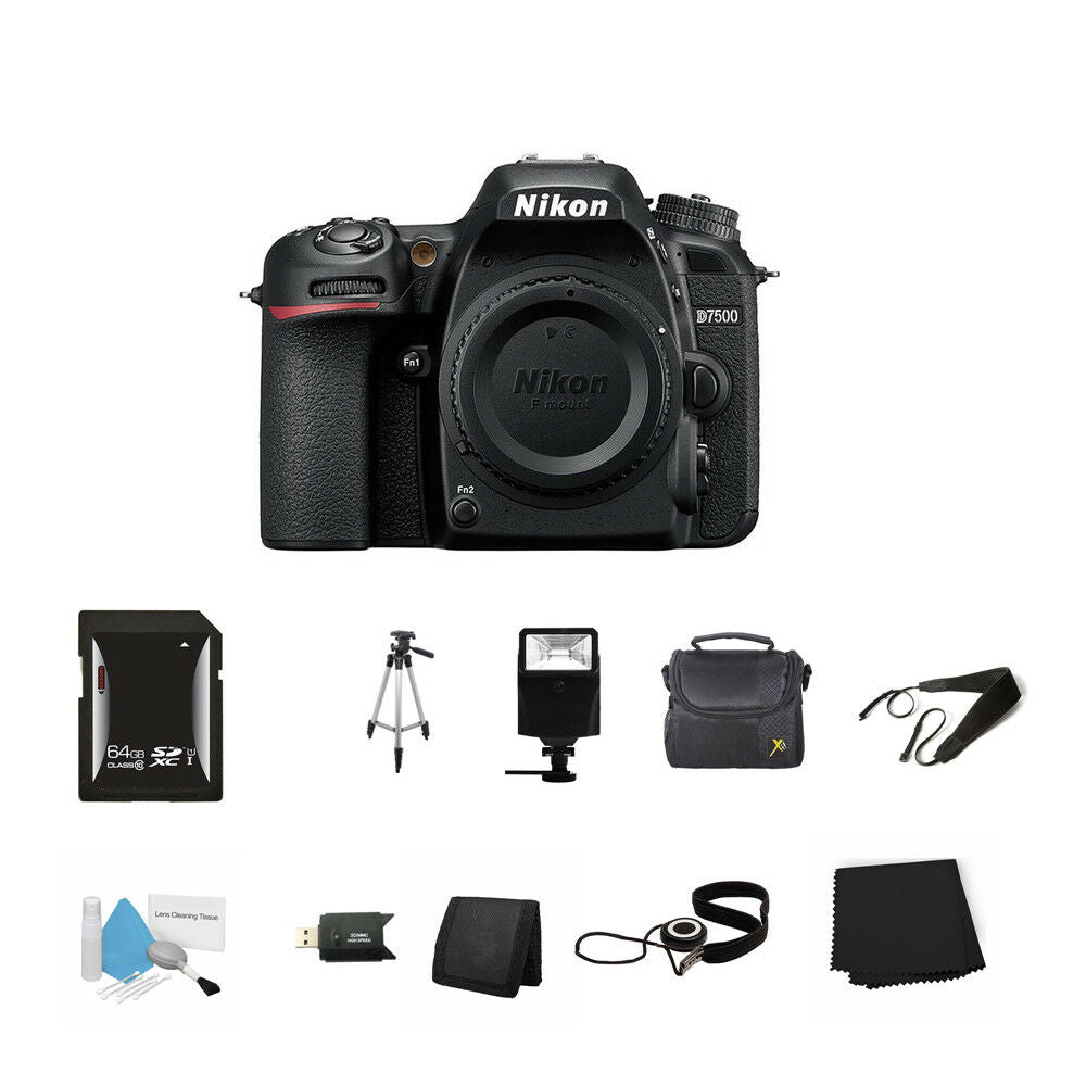 Nikon D7500 DSLR Camera (Body Only) 64GB Bundle