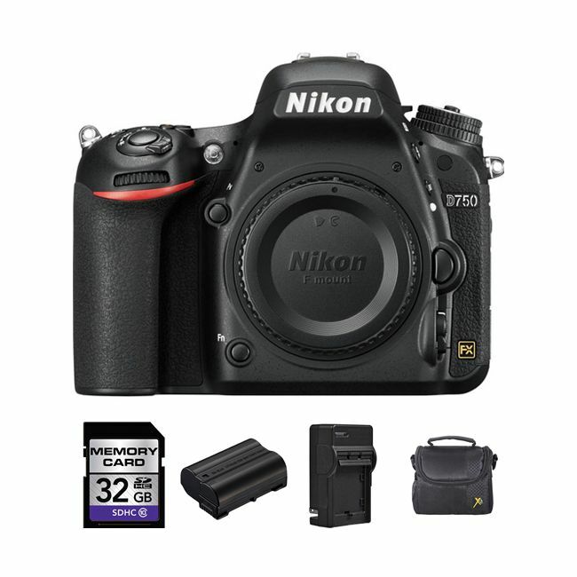 Nikon D750 DSLR Camera (Body Only) + 2 Batteries, 32GB Bundle