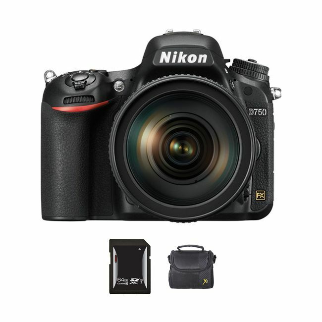 Nikon D750 DSLR Camera w/24-120mm Lens + 64GB & Case Bundle