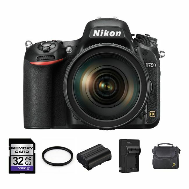 Nikon D750 DSLR Camera w/24-120mm Lens + 2 Batteries, 32GB Bundle