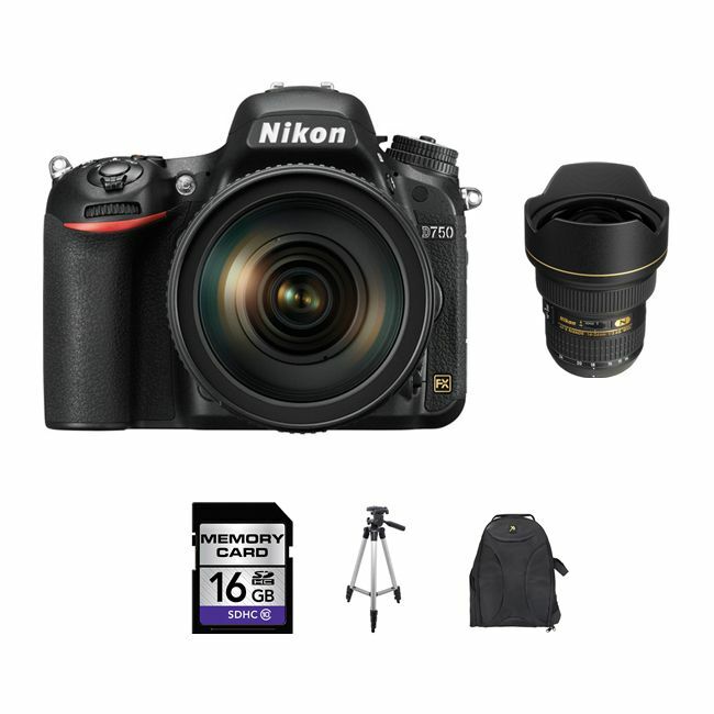 Nikon D750 DSLR Camera w/24-120mm & 14-24mm Lenses 16GB Bundle