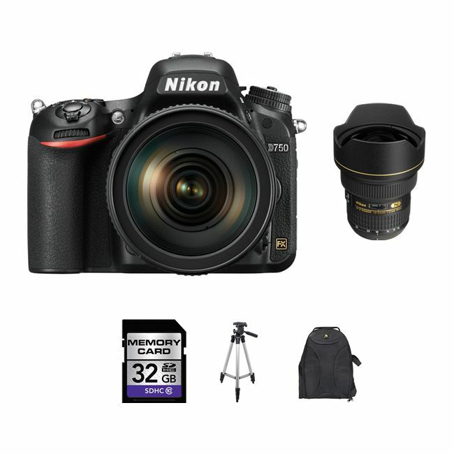 Nikon D750 DSLR Camera w/24-120mm & 14-24mm Lenses 32GB Bundle