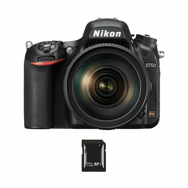 Nikon D750 DSLR Camera w/24-120mm Lens & 64GB SDXC Card Bundle