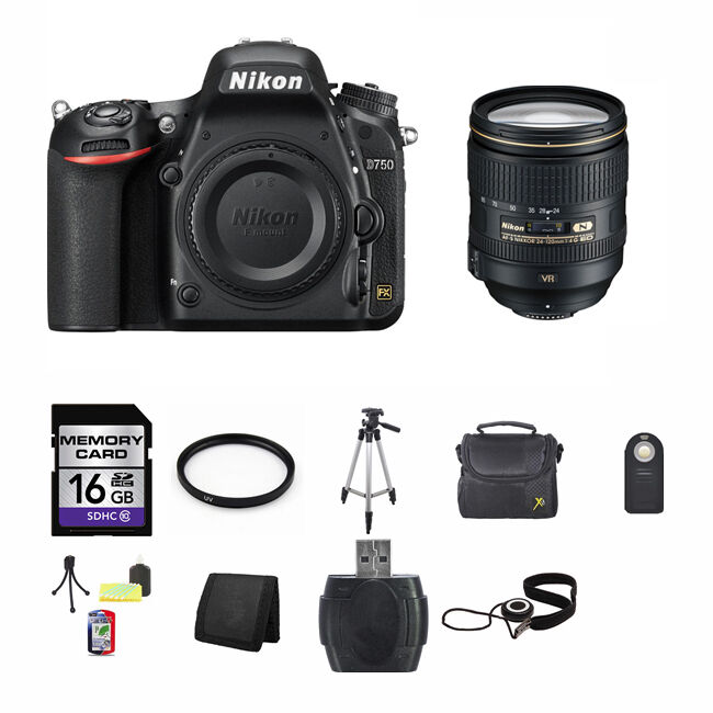 Nikon D750 DSLR Camera w/24-120mm Lens 16GB Bundle