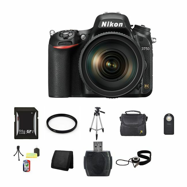 Nikon D750 DSLR Camera w/24-120mm Lens 64GB Full Kit Bundle