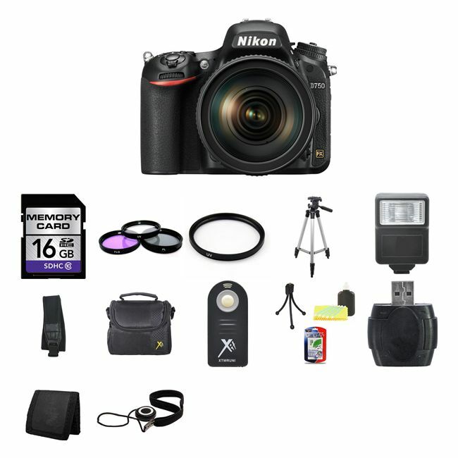 Nikon D750 DSLR Camera w/24-120mm Lens 16GB Complete Kit Bundle