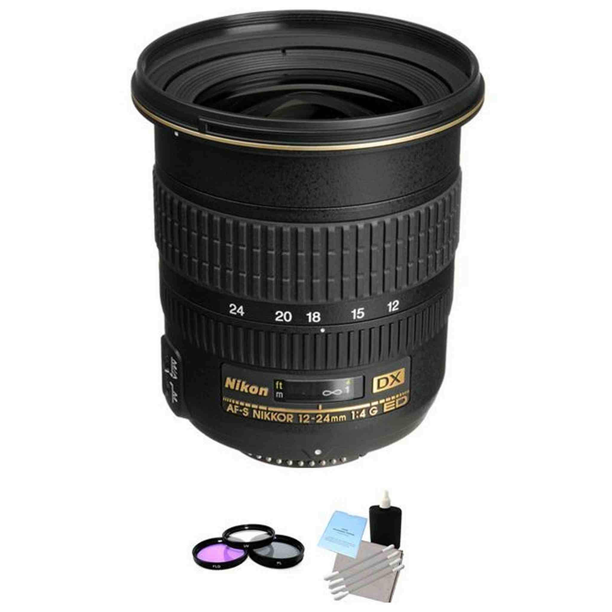 Nikon 12-24mm f/4G ED-IF AF-S DX Zoom-Nikkor AF Lens + UV Kit & Cleaning Kit Pro Bundle Nikon