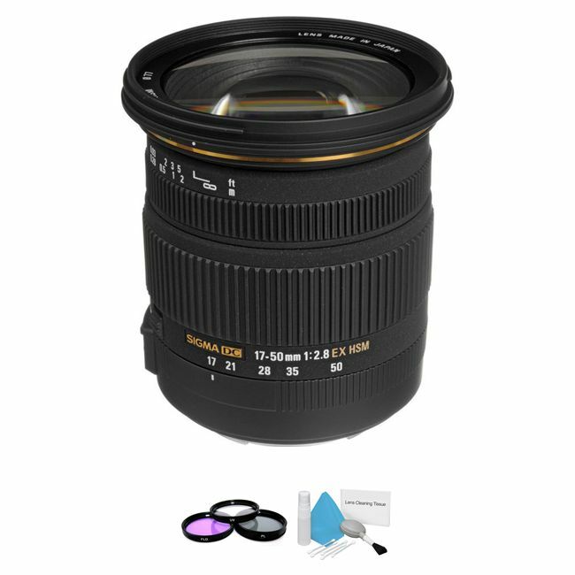 Sigma EX 17-50mm F/2.8 DC OS HSM Lens For Canon + UV Kit & Cleaning Kit Base Bundle