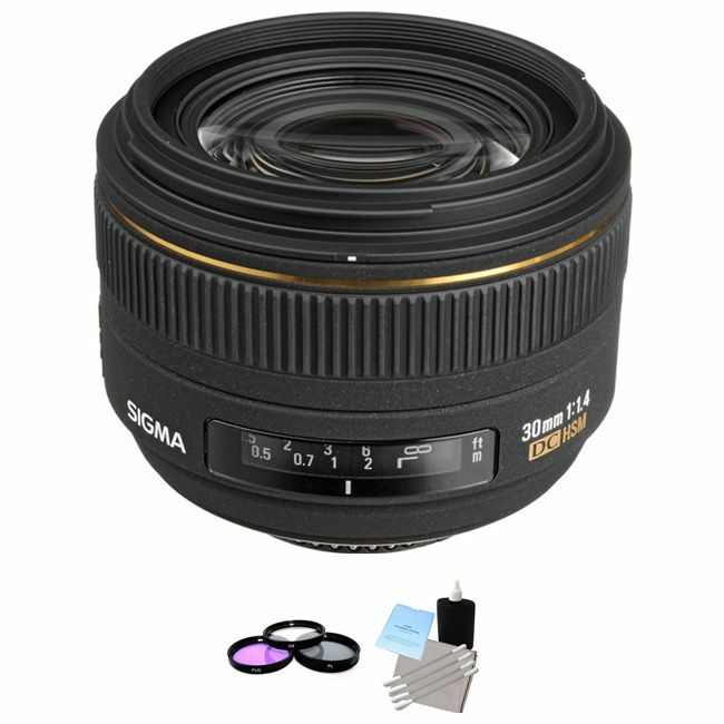 Sigma 30mm f/1.4 EX DC HSM Autofocus Lens for Nikon + UV Kit & Cleaning Kit Starter Bundle