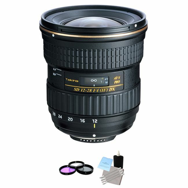 Tokina AT-X PRO 12-28mm F/4.0 AF DX Lens For Canon + UV kIT & Cleaning Kit Bundle